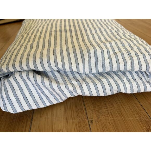 Pottery Barn Full Duvet Cover Blue White Stripe Linen Cotton Farmhouse Coastal - Picture 6 of 11